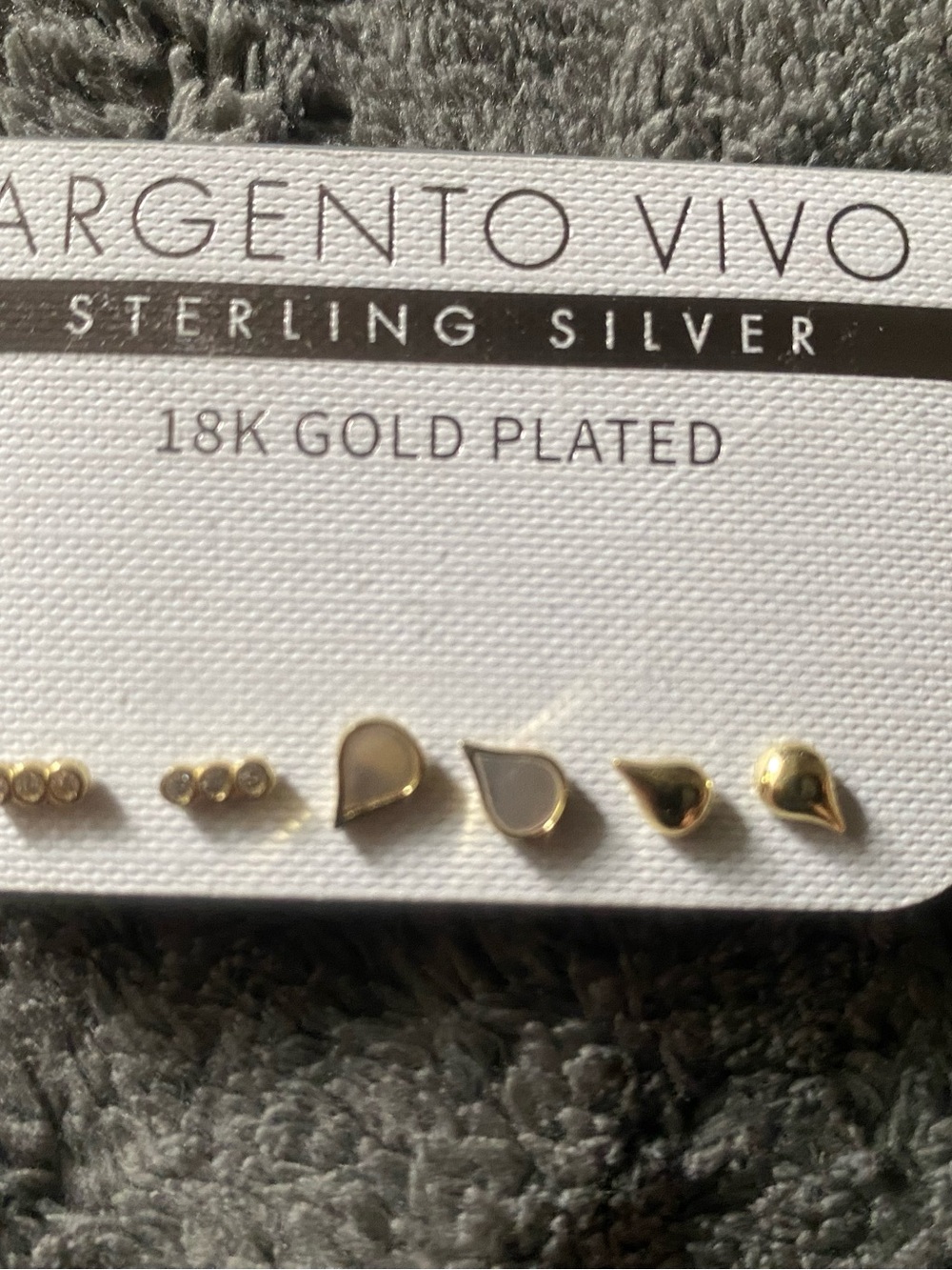 Argento Vivo Gold Plated Teardrop & Round Stud Earring Trio - Gold
